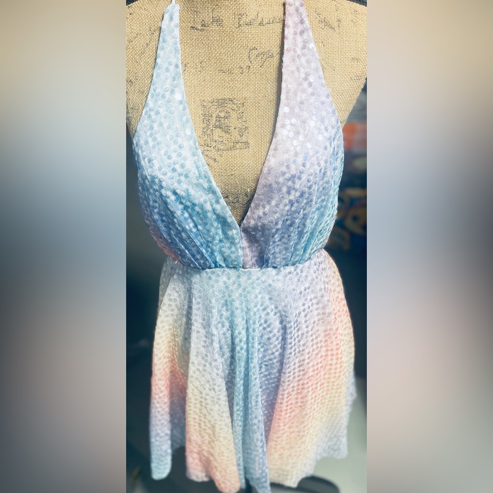 Hello Molly Pastel Sequin Flare Dress